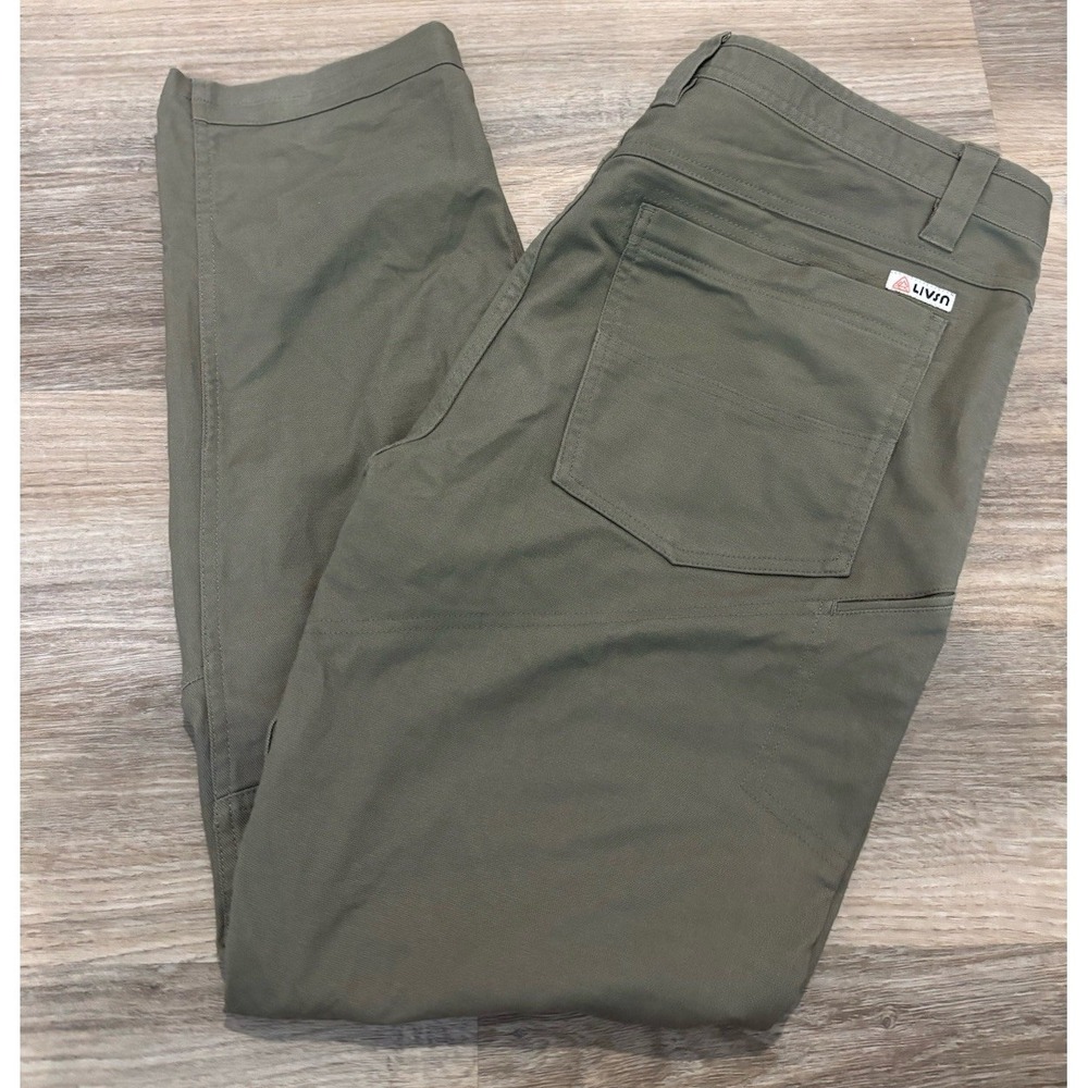 LIVSN Mens 38x30 Flex Canvas Pants Utility Hiking Outdoor  Brown